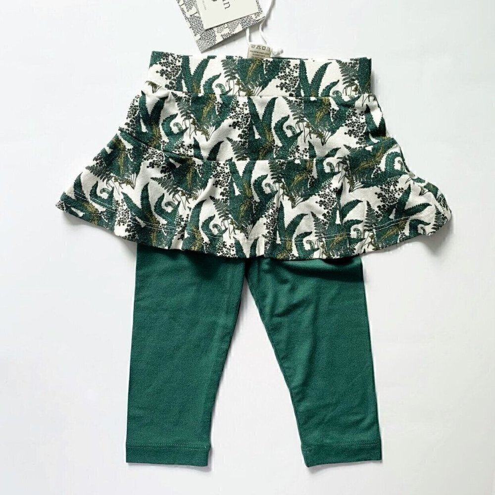 NWT Kate Quinn Organics Skirted Leggings In Fern Print 6-12 m